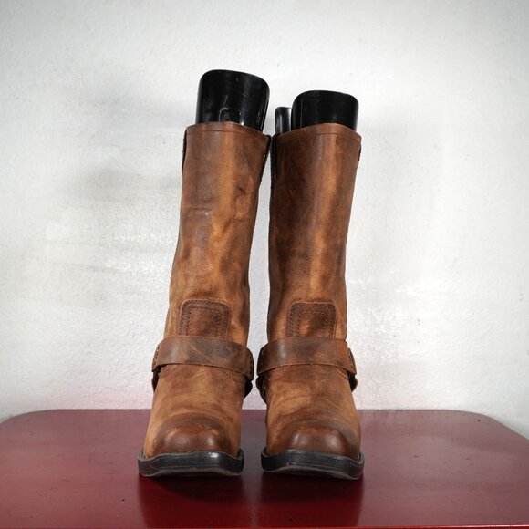 Women's Cabelas Brown Leather Mid-Calf Western Cowboy Fashion Boots 9 - Picture 2 of 8